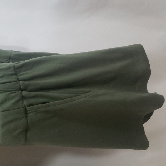 HALSTON Shorts Sleeveless 100% Cotton Romper Jumpsuit Army Green - Picture 4 of 5